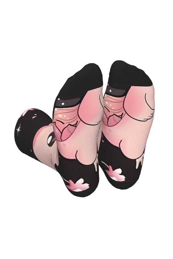 Cute Axolotl Sakura Blossoms B Print Crew Socks for Men and Women, Men's Soft Moisture-wicking Sock
