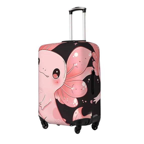 Xecao Cute Axolotl Sakura Blossoms A Print Elastic Luggage Cover, Double-sided Print , Perfect for Travel, Business, and Daily Use (Suitcase Not Included)-Small