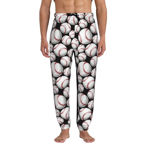 Xecao Cute Baseball Print Active Tech Joggers for Men, Mens Sweatpants Lounge Pants with Pockets-3X-Large