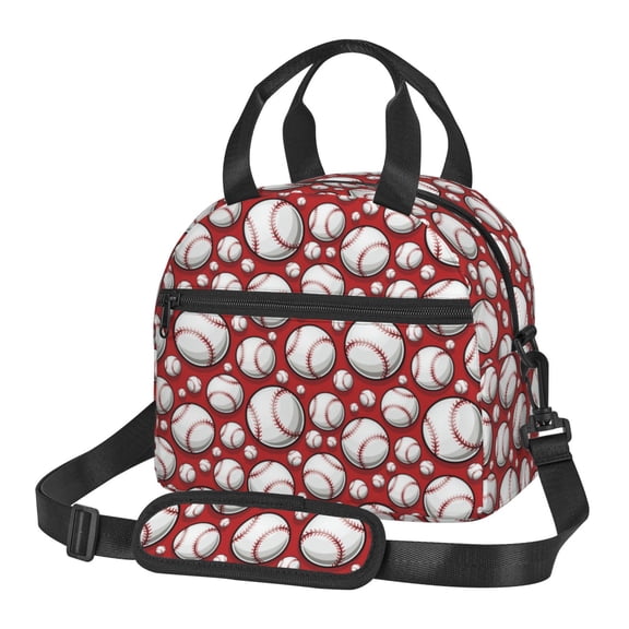 Xecao Cute Baseball Print Insulated Lunch Box, Lunch Cags Lunch Bag Featuring An Adjustable Shoulder Strap