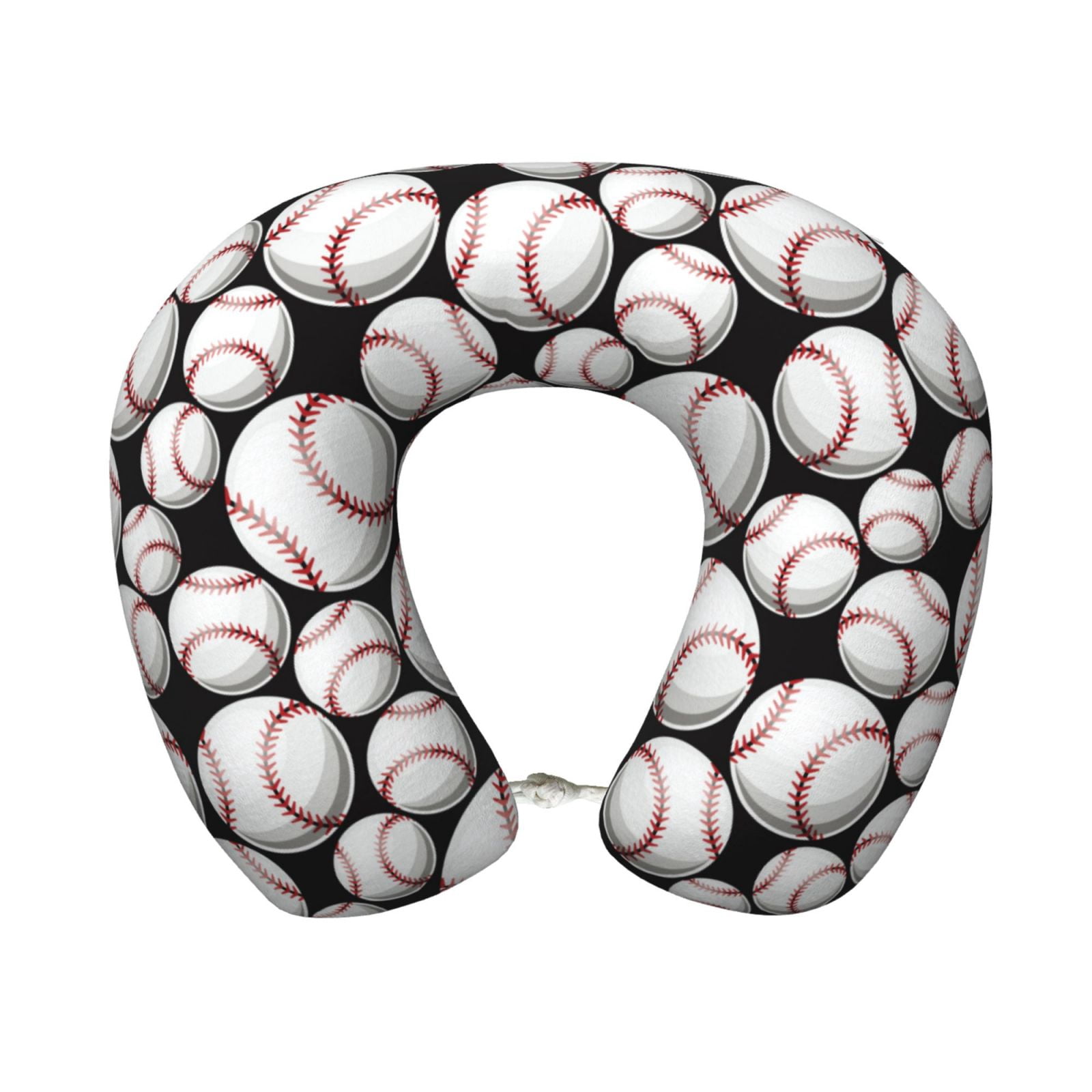 Xecao Cute Baseball Print Memory Foam Cervical Neck Pillow Versatile U-Shaped Pillows for Home,Office,Camping,Travelling,Soft Washable Cover