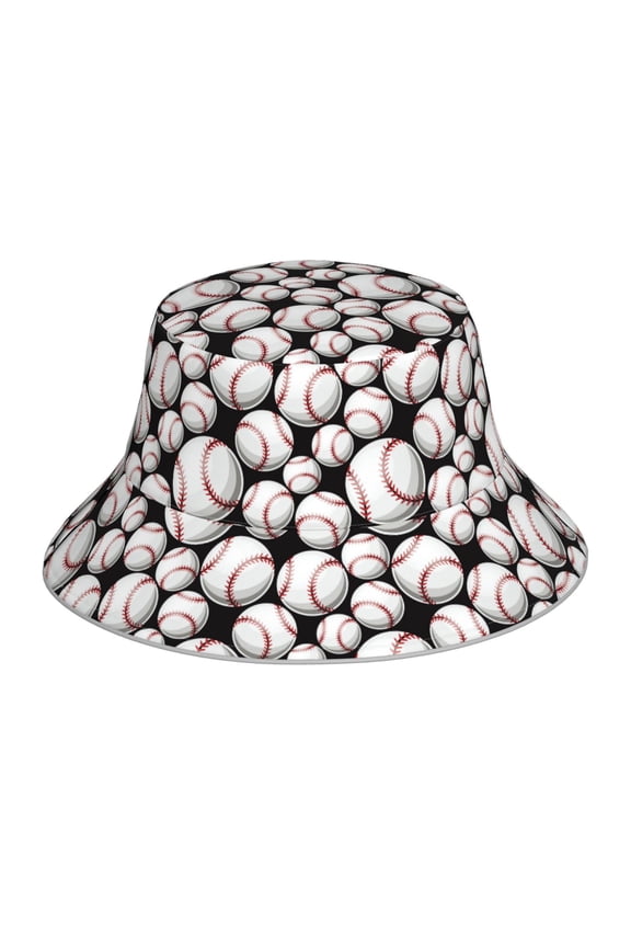 Cute Baseball Print Men and Women Night Reflective Hat Runner Cap Visor Bucket Hat Boonie Cap