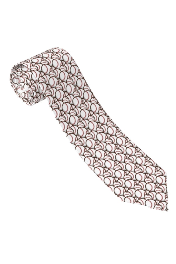 Cute Baseball Print Tie For Men Necktie Woven Jacquard Neck Ties,Classic Men's Tie