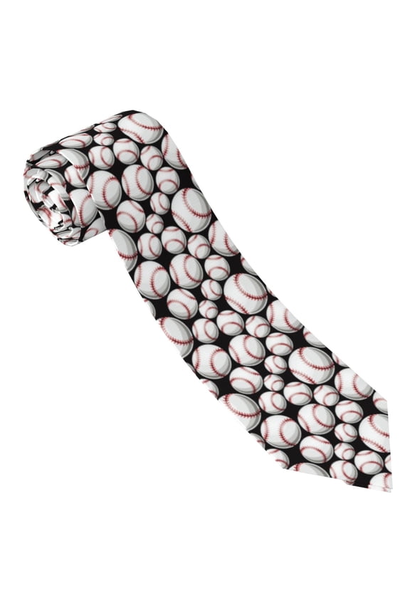 Cute Baseball Print Tie For Men Necktie Woven Jacquard Neck Ties,Classic Men's Tie