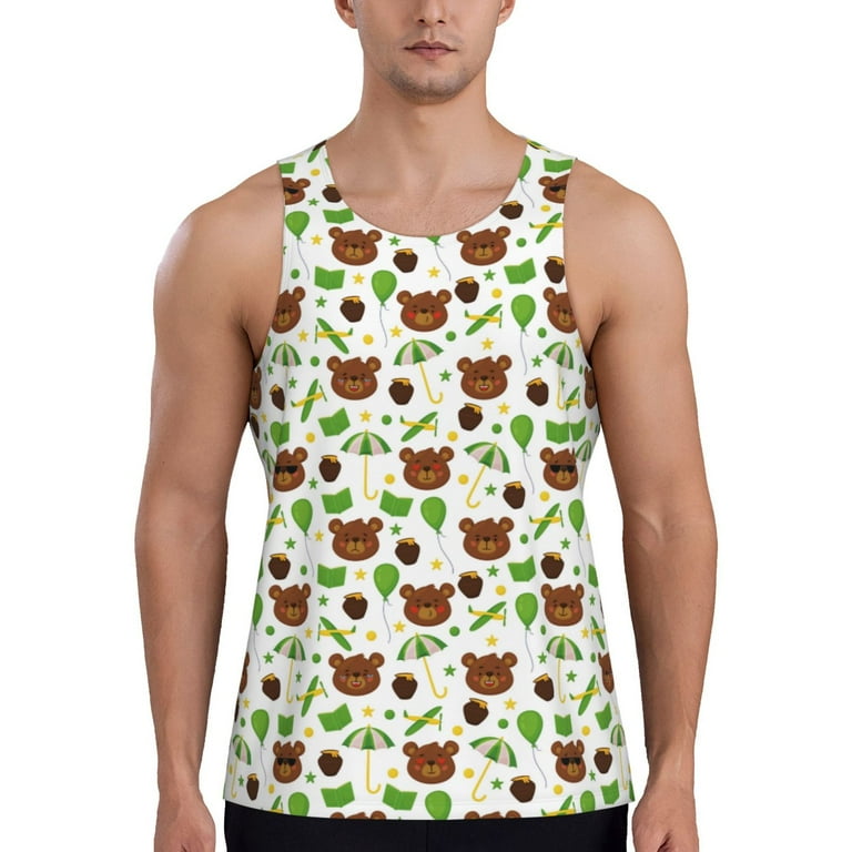 Xecao Cute Bear Men s Tank Top Workout Quick Dry Sleeveless Gym Jogging Muscle Shirts Summer Swim Beach Tops Walmart