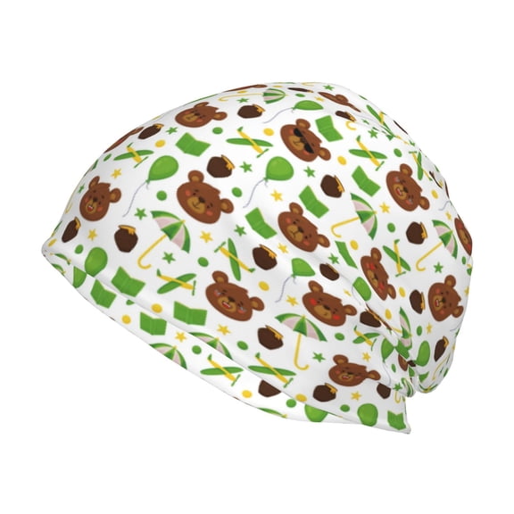 Xecao Cute Bear Print Knit Hat,Winter Beanie for Men Women, Beanie Soft Warm Ski Stocking Cuffed Cap