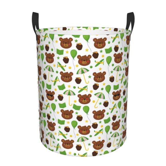 Xecao Cute Bear Print Laundry Hamper Basket,designed for Blanket Storage and Nursery Clothes in the Bedroom