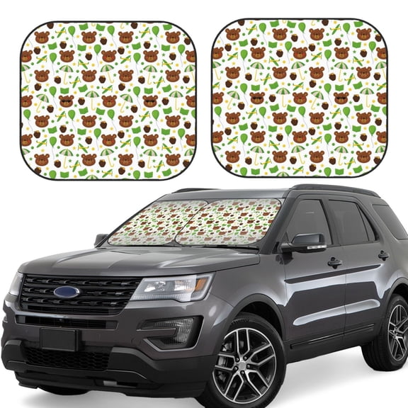Xecao Cute Bear for Foldable Car Sun Shades (2-Pack) offer sun protection with an easy-fold design for convenient windshield shading.