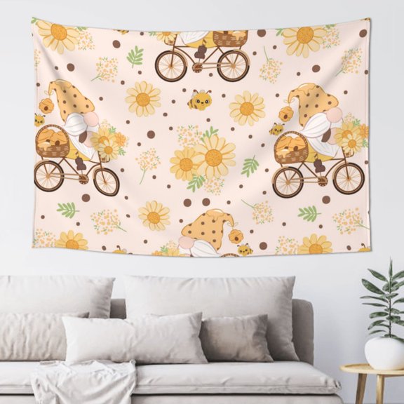 Xecao Cute Bee Gnome Print Tapestry, Wall Hanging Room Funny Decor, Backdrop Room Decor for Bedroom Living Room dormitory