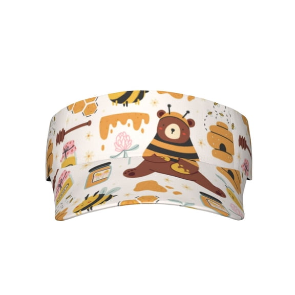 Xecao Cute Bee Honey Jar Hive Bear for Adult Sun Cap offers versatile sun protection with adjustable Velcro for a secure fit.