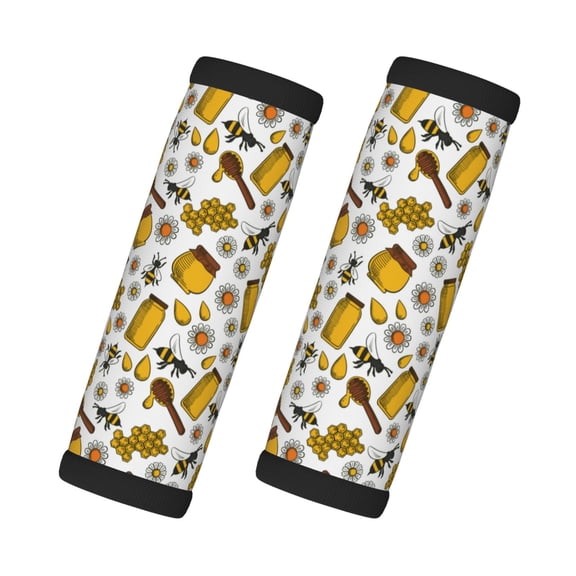 Xecao Cute Bee Print 2 Pack Luggage Handles Wrap Grips Identifiers Bright Luggage Markers, Unique Travel Essentials,Bright Luggage Markers