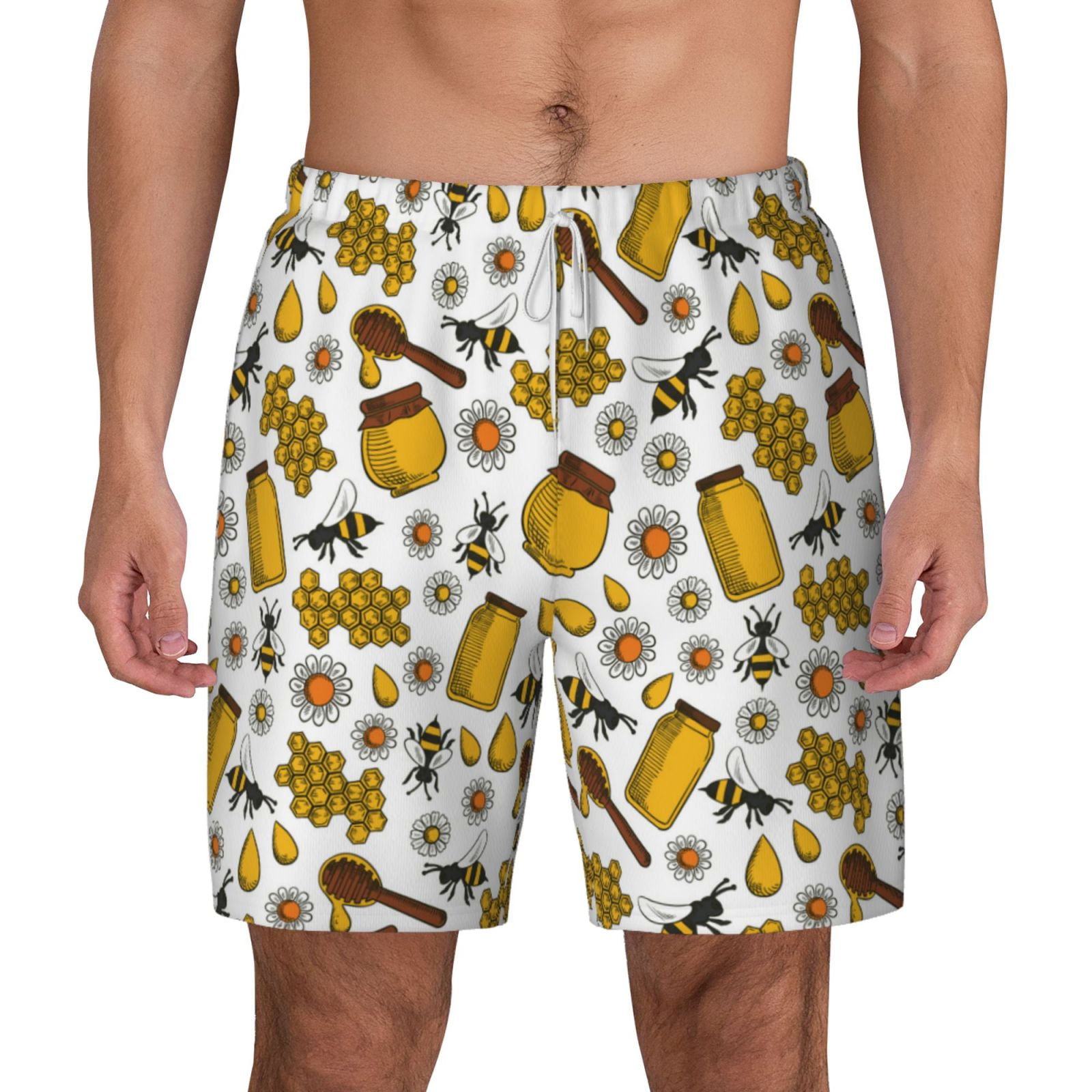 Xecao Cute Bee for Men's Swimming Trunks Swim Trunks Quick Dry Swim Shorts with Mesh Lining Funny Swimwear Bathing Suits