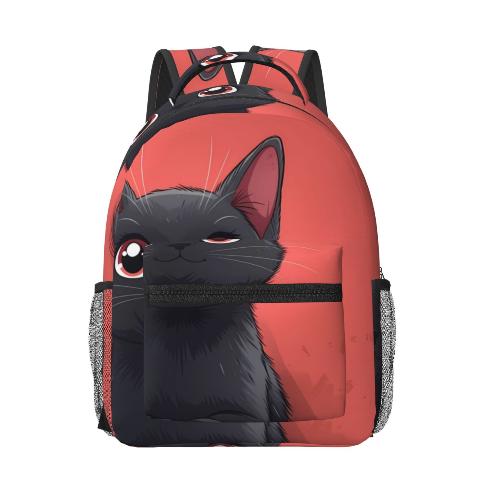 Red and Black Cat Design Backpack 8923e66968bc453df6681f31f470c4  main image 2