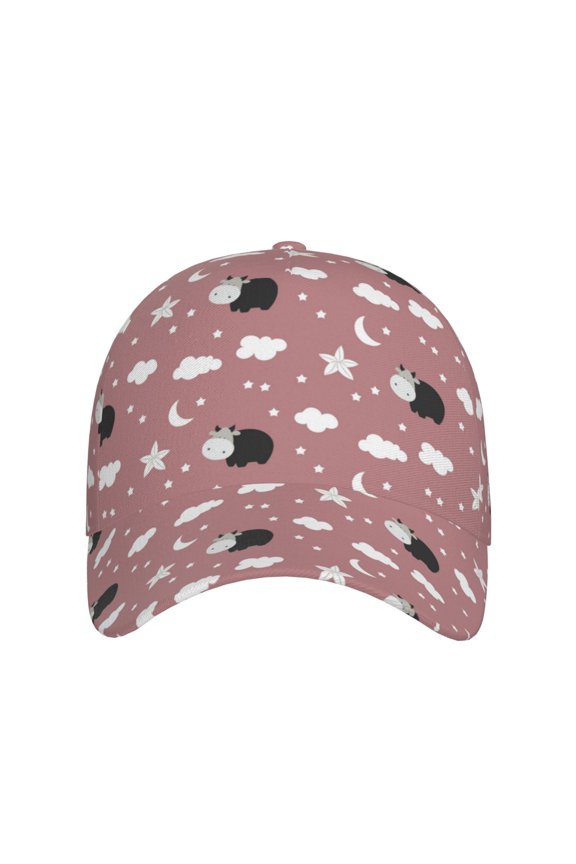 Cute Calf for Baseball Cap: Unisex, crafted from classic polyester twill fabric, featuring a soft unconstructed design