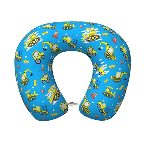 Xecao Cute Car Cartoon Print Memory Foam Cervical Neck Pillow Versatile U-Shaped Pillows for Home,Office,Camping,Travelling,Soft Washable Cover