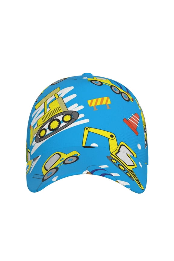 Cute Car Cartoon for Baseball Cap: Unisex, crafted from classic polyester twill fabric, featuring a soft unconstructed design