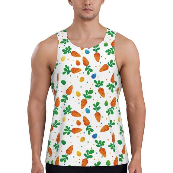Xecao Cute Carrot Men's Tank Top Workout Quick Dry Sleeveless Gym Jogging Muscle Shirts Summer Swim Beach Tops