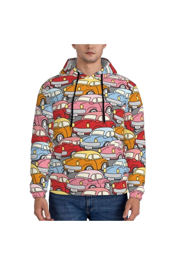 Cute Cars Pattern Men's Adult Pullover Hoodie,Hooded Sweatshirt-3X-Large