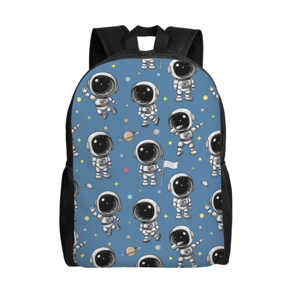 Xecao Cute Cartoon Astronaut Print School Backpack with Laptop Compartment Small Travel Laptop Backpack for Women Men Waterproof College Backpack Simple School Bag