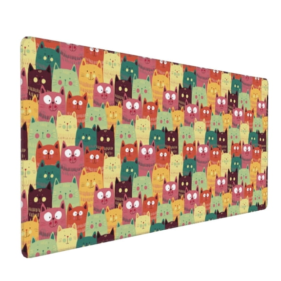 Xecao Cute Cartoon Cat Print Large Mouse Pad, 16x35.5in Mousepad, Professional Non-Slip Rubber Base Big Mouse Pad, Mouse Pad for Gaming & Office Full Desk Mouse Pad