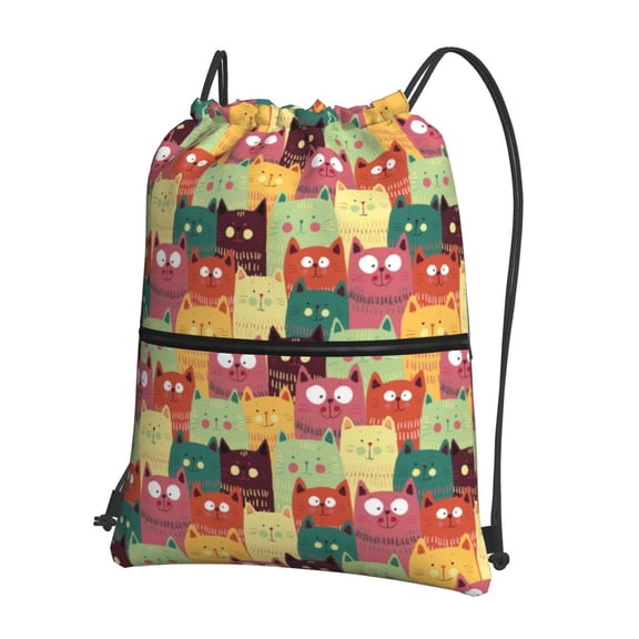 Xecao Cute Cartoon Cat for Drawstring Bags,Pull String Backpack Bags,String Bag Sackpack
