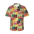 thumbnail image 1 of Xecao Cute Cartoon Cat print Hawaiian shirt - a stylish short-sleeve button-down for men, perfect for casual beach and tropical outings., 1 of 9