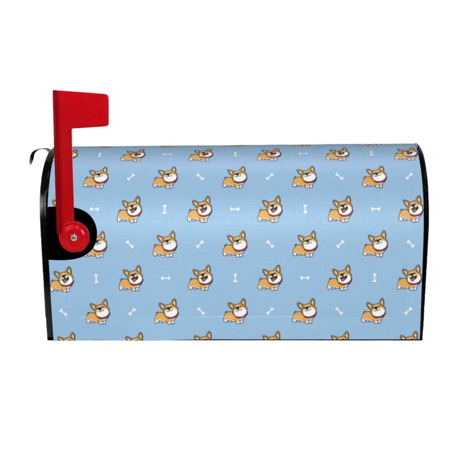 Xecao Cute Cartoon Corgi for Mailbox Cover with Magnetic Strips, Waterproof and Sunscreen, Adds a Decorative Touch to Your Garden Yard.