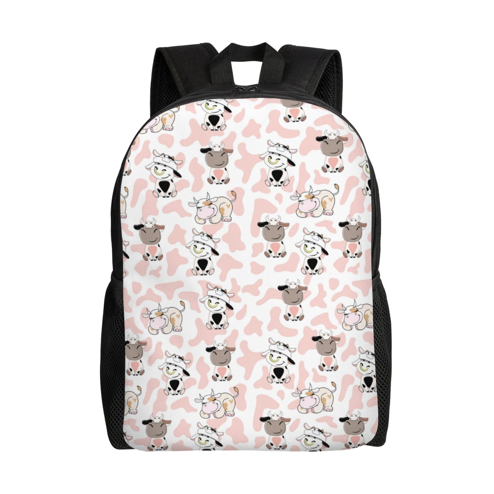 Xecao Cute Cartoon Cows Print School Backpack with Laptop Compartment Small Travel Laptop Backpack for Women Men Waterproof College Backpack Simple School Bag