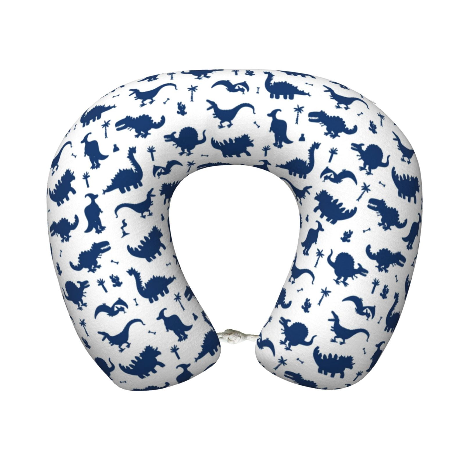 Xecao Cute Cartoon Dinosaur Print Memory Foam Cervical Neck Pillow Versatile U-Shaped Pillows for Home,Office,Camping,Travelling,Soft Washable Cover
