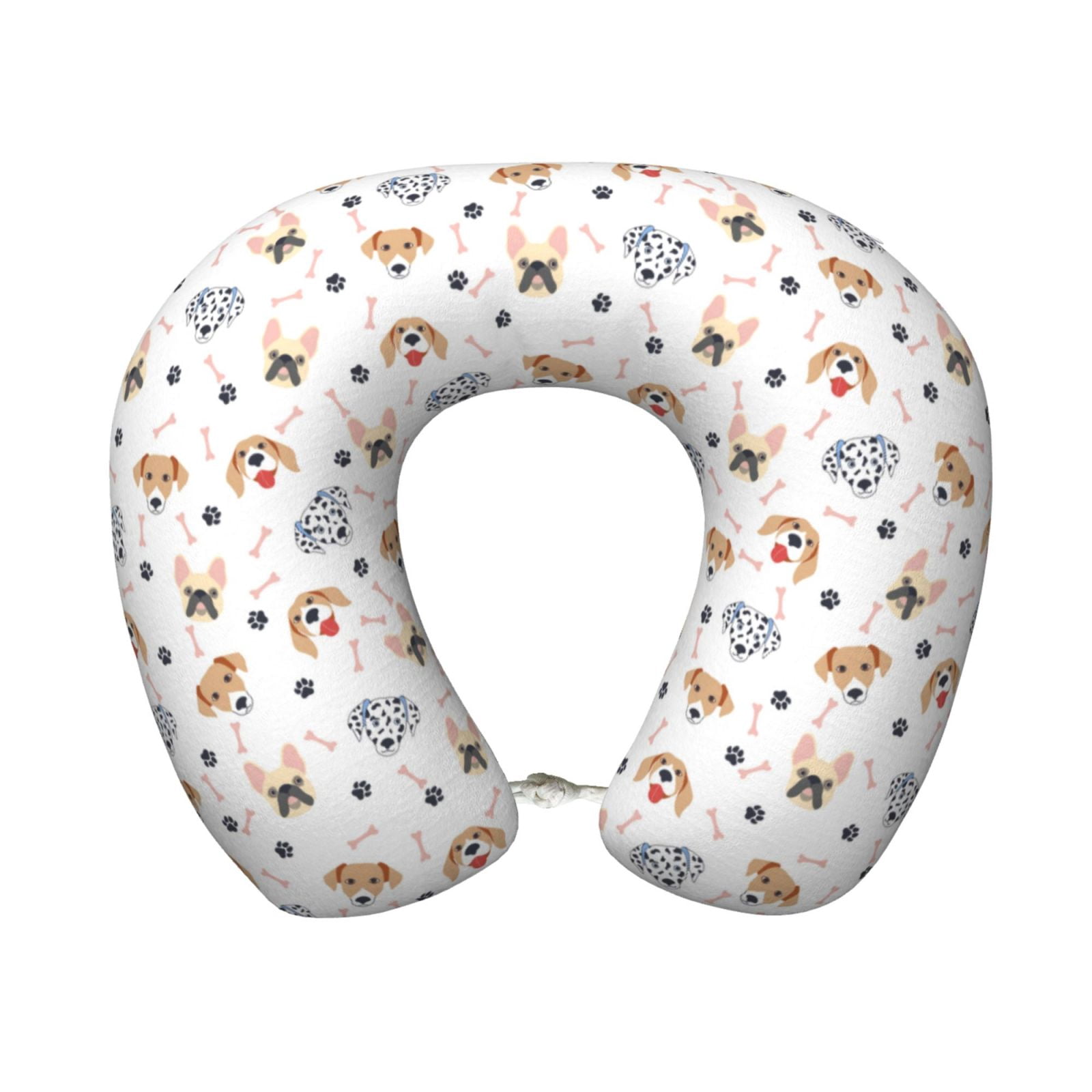 Xecao Cute Cartoon Dogs Print Memory Foam Cervical Neck Pillow Versatile U-Shaped Pillows for Home,Office,Camping,Travelling,Soft Washable Cover
