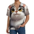 thumbnail image 1 of Xecao Cute Cartoon Kitten Men's Casual Short-sleeved Shirt, a button-up collared shirt with a pocket-3X-Large, 1 of 5