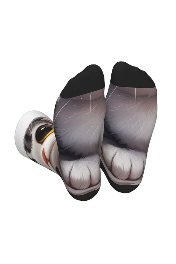 Cute Cartoon Kitten Print Crew Socks for Men and Women, Men's Soft Moisture-wicking Sock