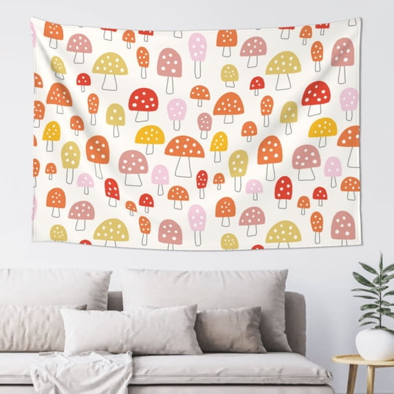Xecao Cute Cartoon Mushrooms Print Tapestry, Wall Hanging Room Funny Decor, Backdrop Room Decor for Bedroom Living Room dormitory