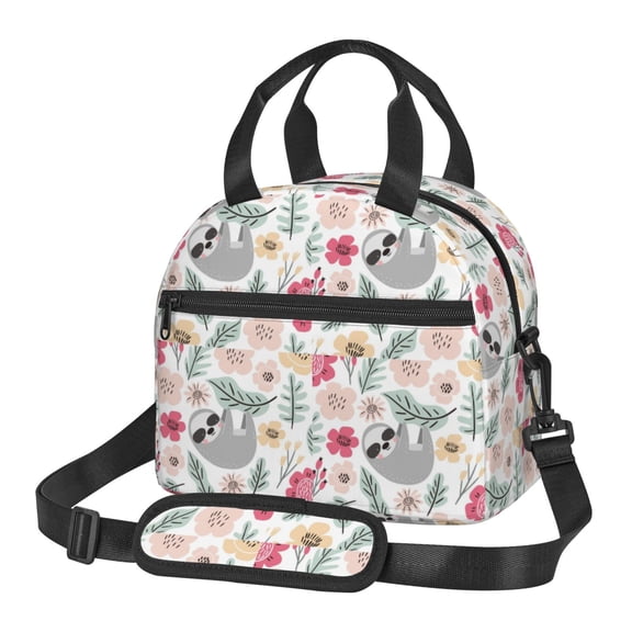 Xecao Cute Cartoon Sloth Print Insulated Lunch Box, Lunch Cags Lunch Bag Featuring An Adjustable Shoulder Strap