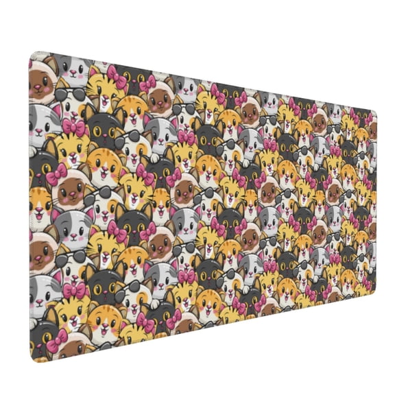 Xecao Cute Cat Cartoon Print Large Mouse Pad, 16x35.5in Mousepad, Professional Non-Slip Rubber Base Big Mouse Pad, Mouse Pad for Gaming & Office Full Desk Mouse Pad