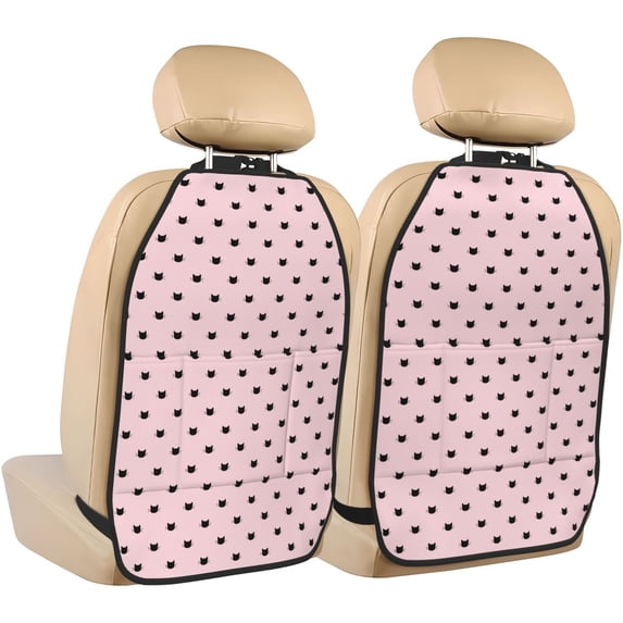 Xecao Cute Cat Pattern Car Seat Back Protector 2 Pack Large Capacity Pocket, Kick Mats Back Seat Protector