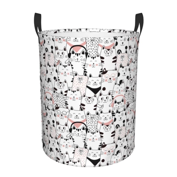 Xecao Cute Cat Print Laundry Hamper Basket,designed for Blanket Storage and Nursery Clothes in the Bedroom