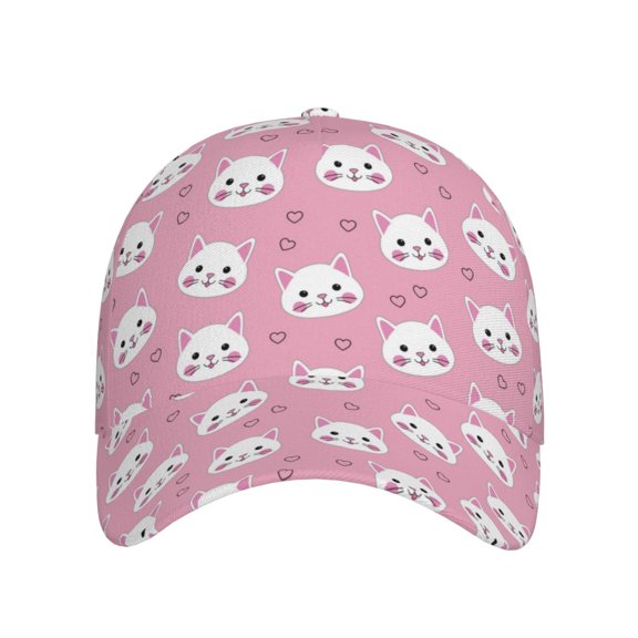 Xecao Cute Cat for Baseball Cap: Unisex, crafted from classic polyester twill fabric, featuring a soft unconstructed design
