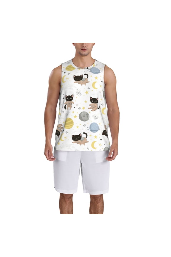 Cute Cat print basketball shirt for both men and women, a unisex basketball jersey perfect for theme parties-4X-Large
