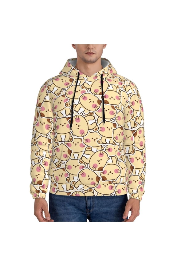 Cute Cats 4 Pattern Men's Adult Pullover Hoodie,Hooded Sweatshirt-Small