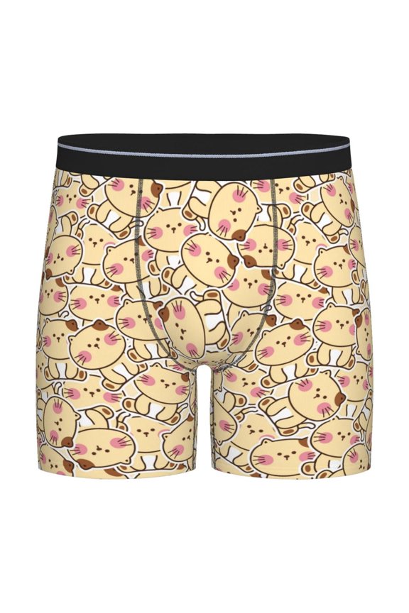 Cute Cats 4 Print Boxer Briefs for Men's Stretch Moisture-Wicking Underwear, Mid-Rise Classics breathable fabric