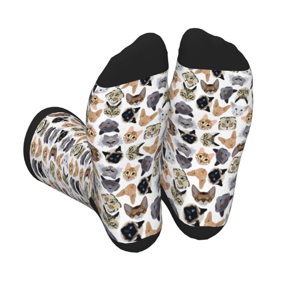 Xecao Cute Cats Print Crew Socks for Men and Women, Men's Soft Moisture-wicking Sock