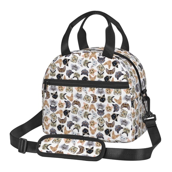 Xecao Cute Cats Print Insulated Lunch Box, Lunch Cags Lunch Bag Featuring An Adjustable Shoulder Strap