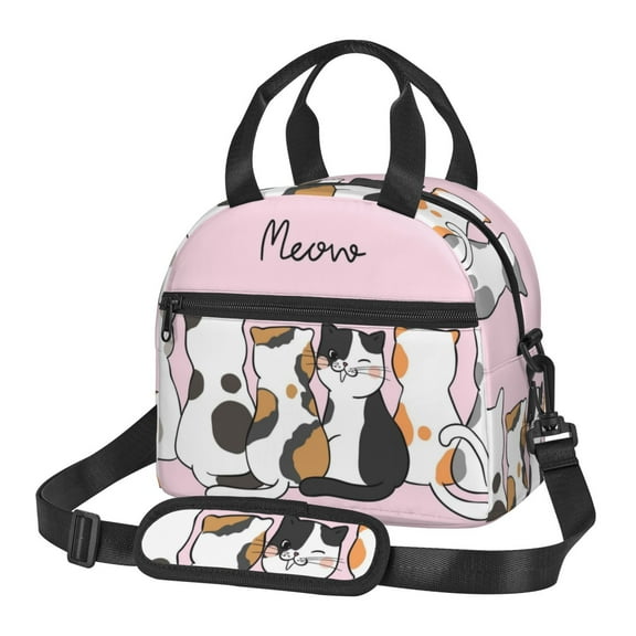Xecao Cute Cats Print Insulated Lunch Box, Lunch Cags Lunch Bag Featuring An Adjustable Shoulder Strap