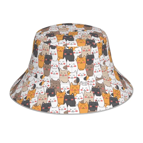 Xecao Cute Cats Print Men and Women Night Reflective Hat Runner Cap Visor Bucket Hat Boonie Cap
