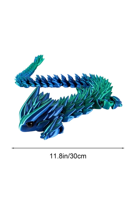 Articulated Dragon Ornament 12" Movable Joint 3D Printed Crystal Dragon Figurine Resin Statue Collectible Gift for Desktop Display Home Office Decoration