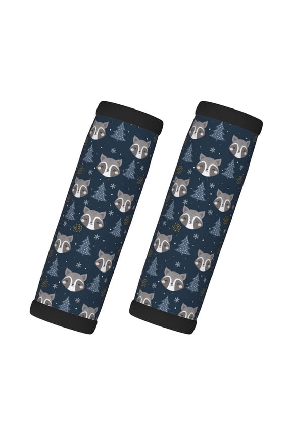 Cute Christmas Tree Raccoon Print 2 Pack Luggage Handles Wrap Grips Identifiers Bright Luggage Markers, Unique Travel Essentials,Bright Luggage Markers