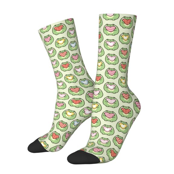 Xecao Cute Chubby Frog Pattern Sport Socks for Women and Men Crew Socks Sporty Calf Socks Casual Socks