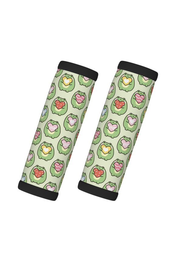 Cute Chubby Frog Print 2 Pack Luggage Handles Wrap Grips Identifiers Bright Luggage Markers, Unique Travel Essentials,Bright Luggage Markers