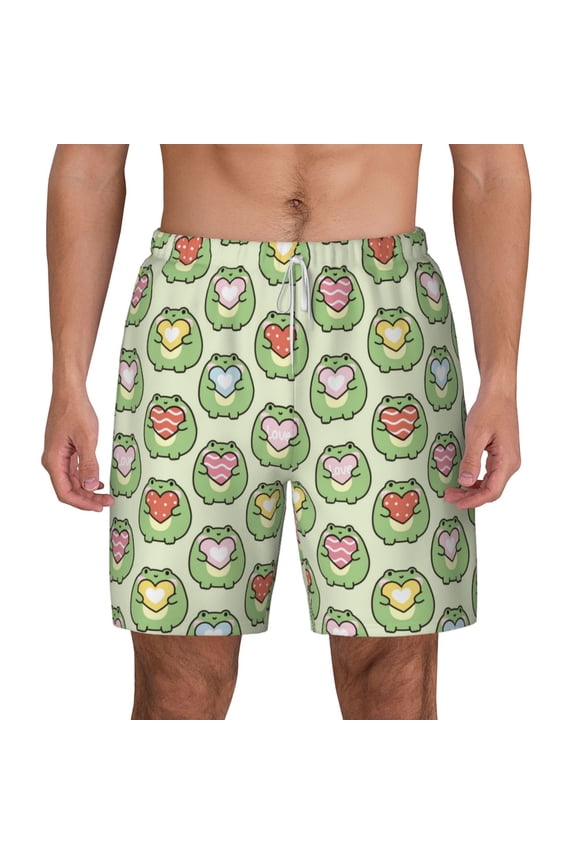 Cute Chubby Frog for Men's Swimming Trunks Swim Trunks Quick Dry Swim Shorts with Mesh Lining Funny Swimwear Bathing Suits